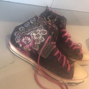 Ed hardy sneakers peacock pointed toe